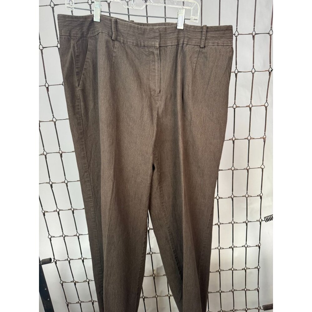 Larry Levine Womens Stretch Pants 16W Brown Cotton Blend Made In Cambodia - Picture 16 of 16